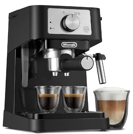 De'Longhi Stilosa Manual Espresso Machine, Compact Coffee Maker, 15 Bar Pump Pressure, Manual Milk Frother Steam Wand for Authentic Single & Double Espresso
