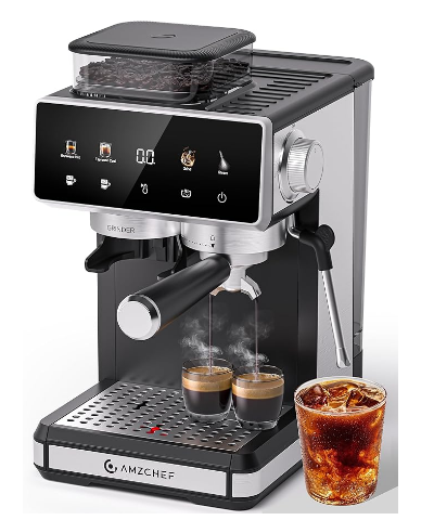 AMZCHEF 20 Bar Espresso Machine with Grinder - 3 Temp Coffee Machine with 20 Grinding Settings